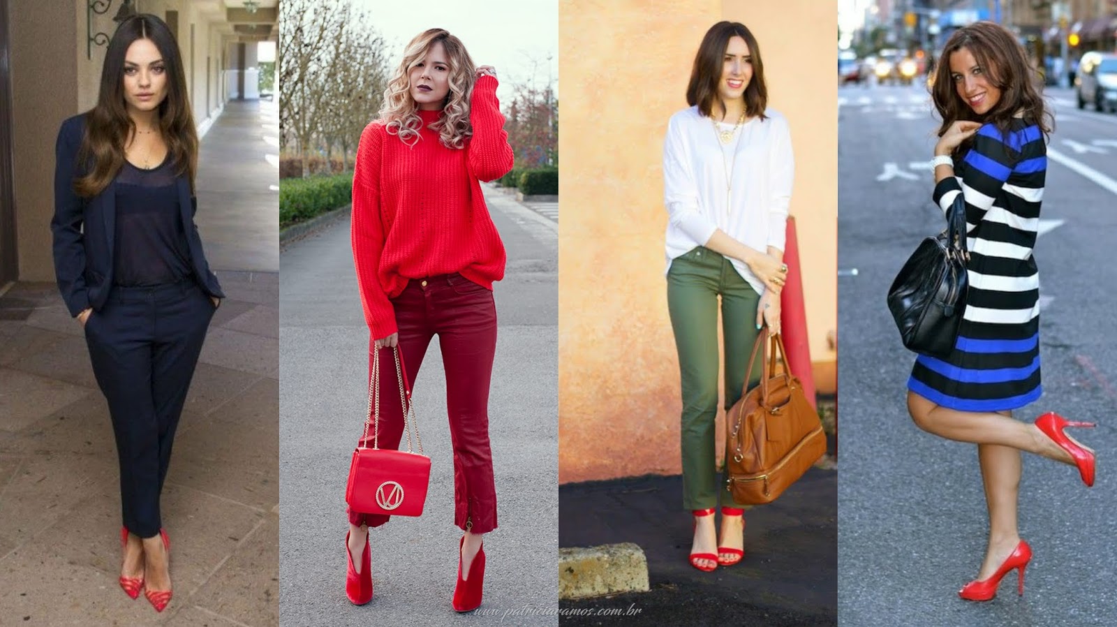 O poder do sapato vermelho em looks monocromáticos - inspiração 1