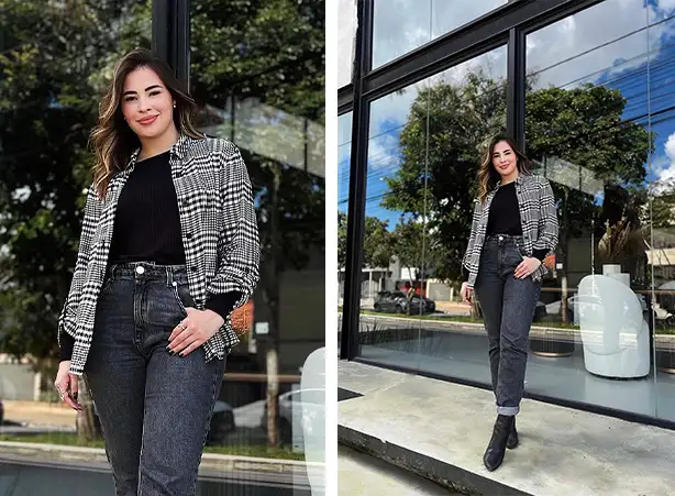 Alfaiataria Despojada: Xadrez Aberta com Calças de Sarja - inspiração 2