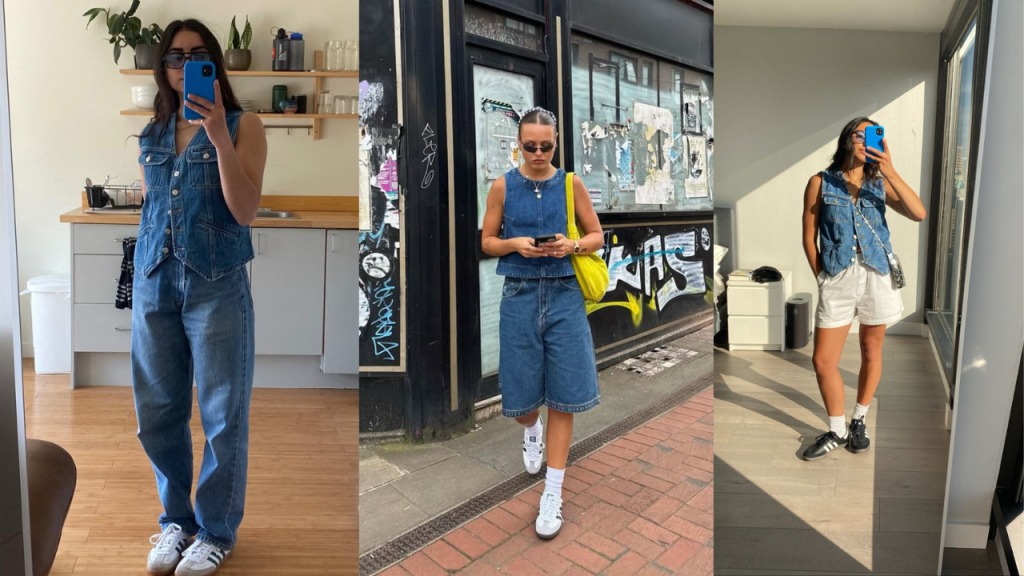 O Charme do Contraste: Colete Jeans com Blusas de Renda e Tricot Leve - inspiração 2