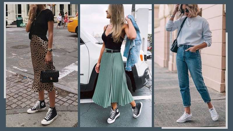 Equilíbrio Perfeito: Tênis Cano Alto e Saia Longa Fluida - inspiração 1