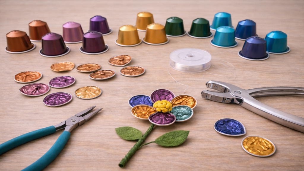 Artesanato com cápsulas de café: joias e decorações