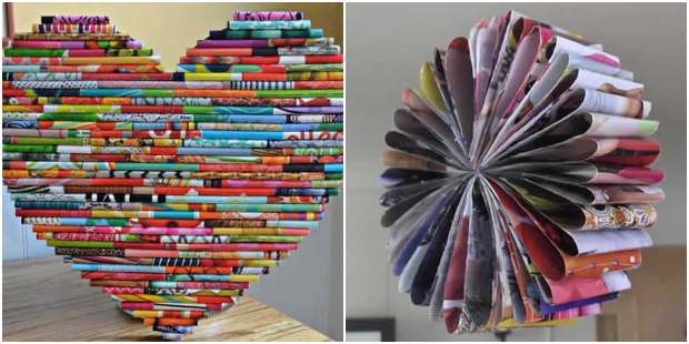 Artesanato com colagem de revistas velhas em telas