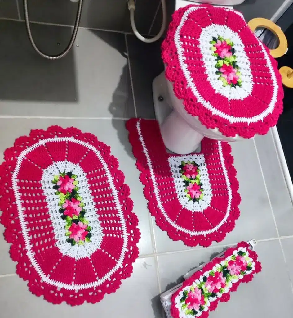 Artesanato com crochê para banheiro: jogos completos
