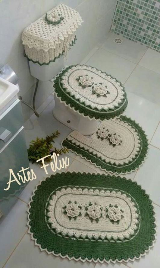 conjunto de crochê para banheiro