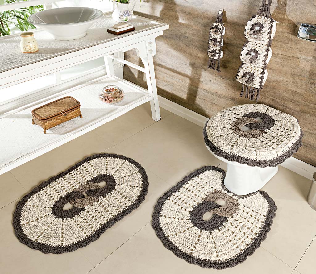 Artesanato com crochê para banheiro: jogos completos