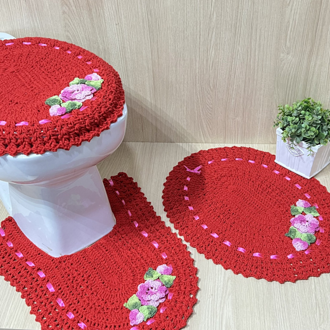 Artesanato com crochê para banheiro: jogos completos