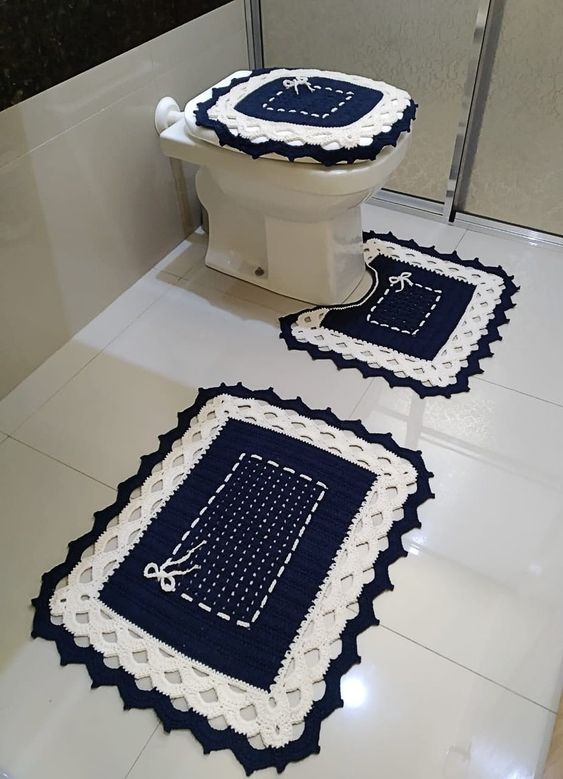 Artesanato com crochê para banheiro: jogos completos