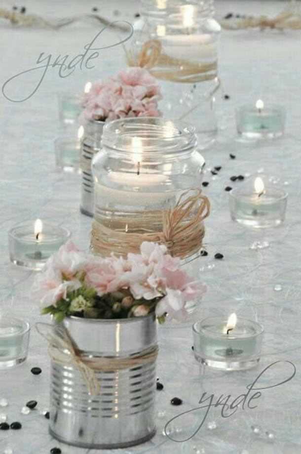 ideias de centros de mesa com velas DIY