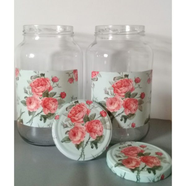 Artesanato com decoupage em vidro: potes de mantimentos
