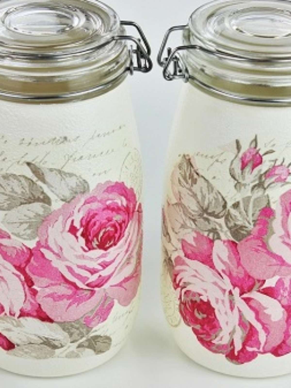 Artesanato com decoupage em vidro: potes de mantimentos