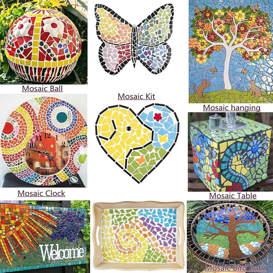 como fazer mosaico com caco de azulejo