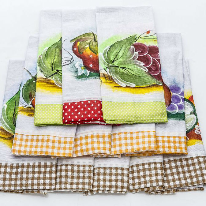 Ideias de Desenhos e Stencils para Pano de Prato com Barrado