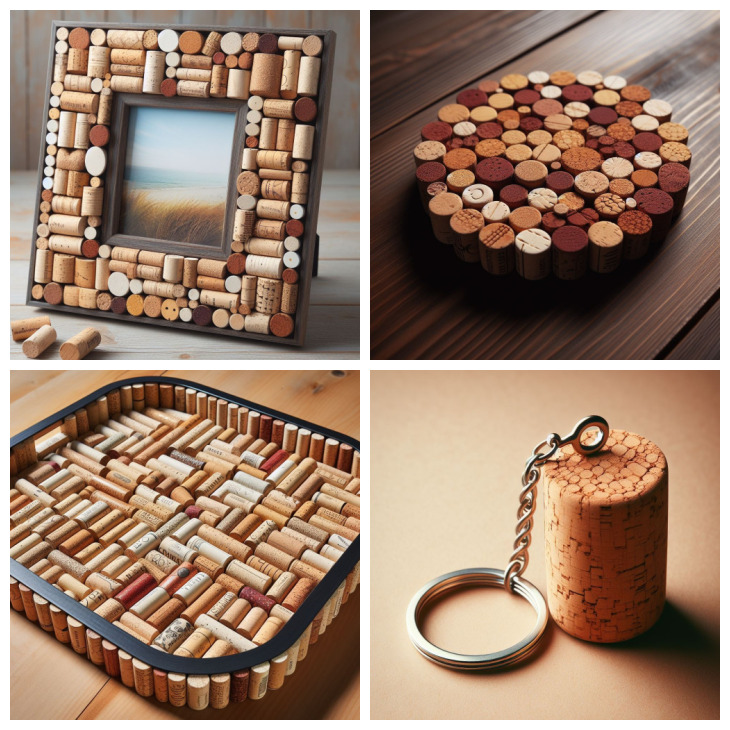 Artesanato com quadros feitos de rolhas de cortiça