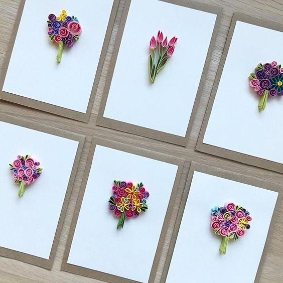 Artesanato com técnica de quilling para cartões