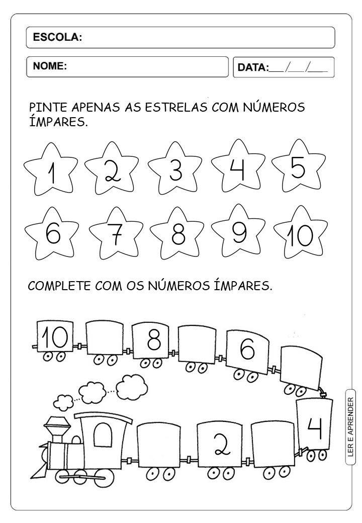 atividades de matemática com números