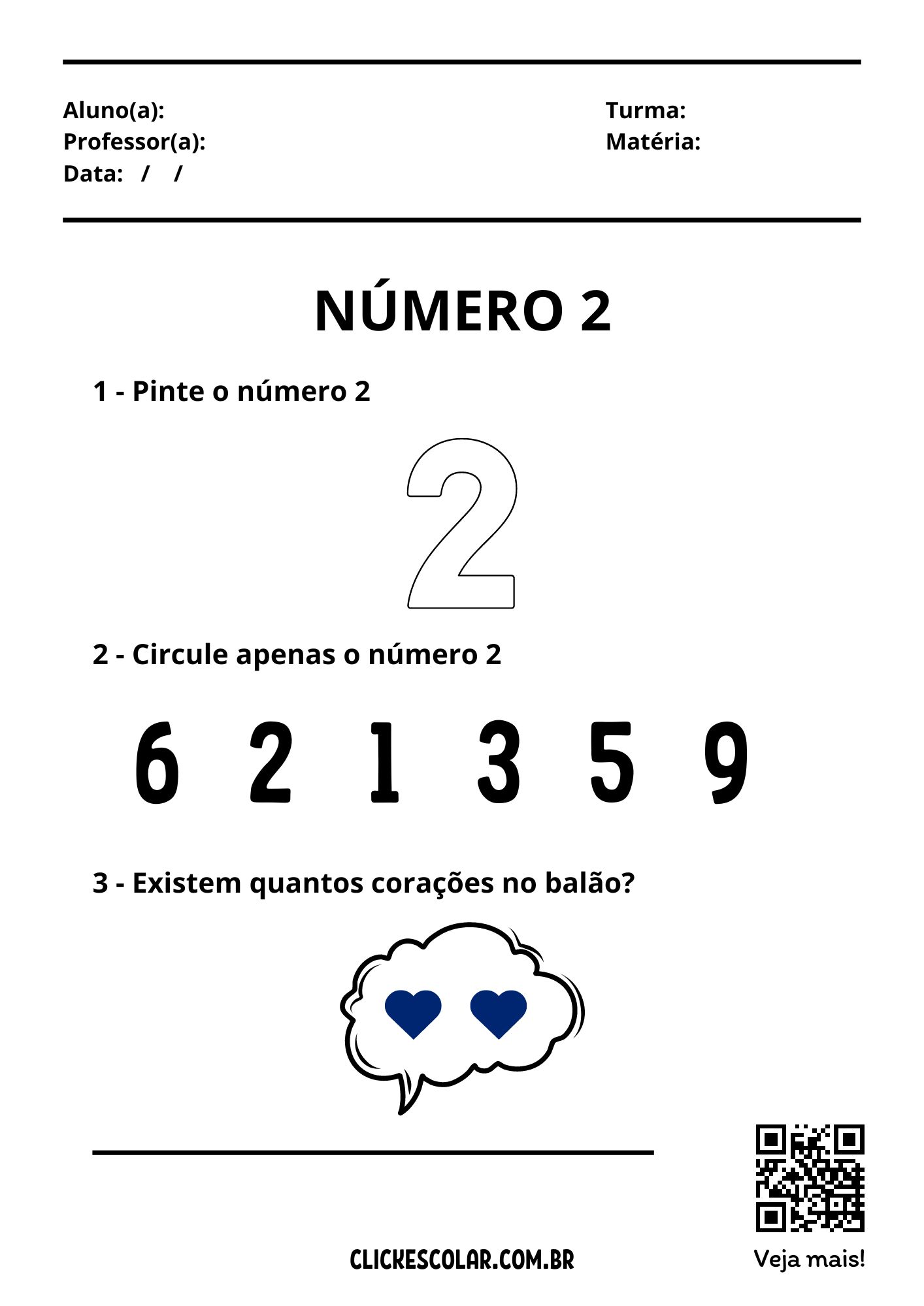 exercícios de números para imprimir