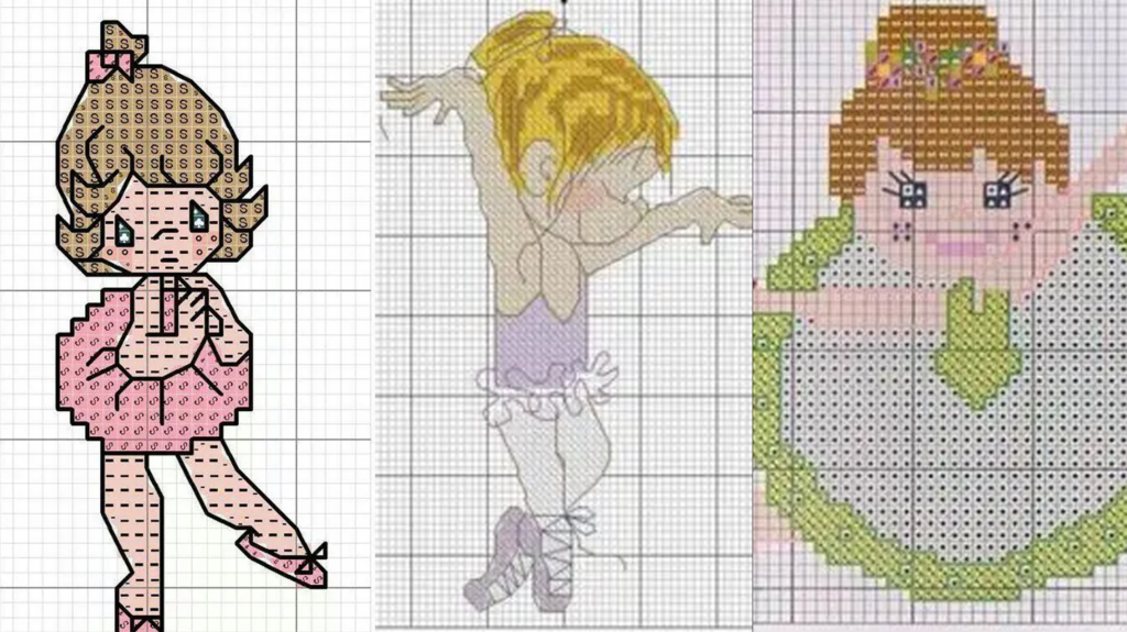 Os Melhores Gráficos de Bailarina em Ponto Cruz para Enxoval de Bebê