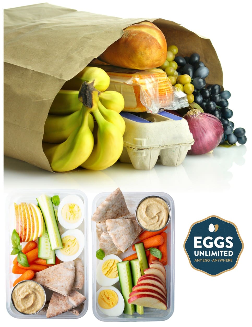 combinação ovo e fruta na lancheira escolar