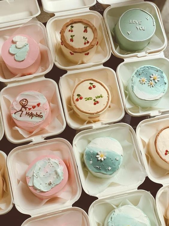 ideias de decoração bento cake minimalista