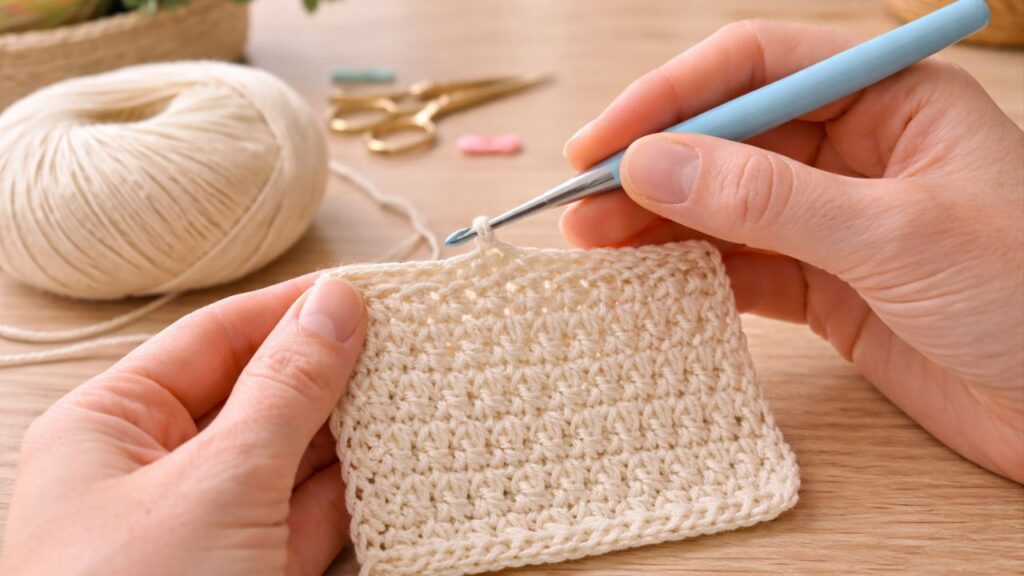 bico de crochê em pano de prato