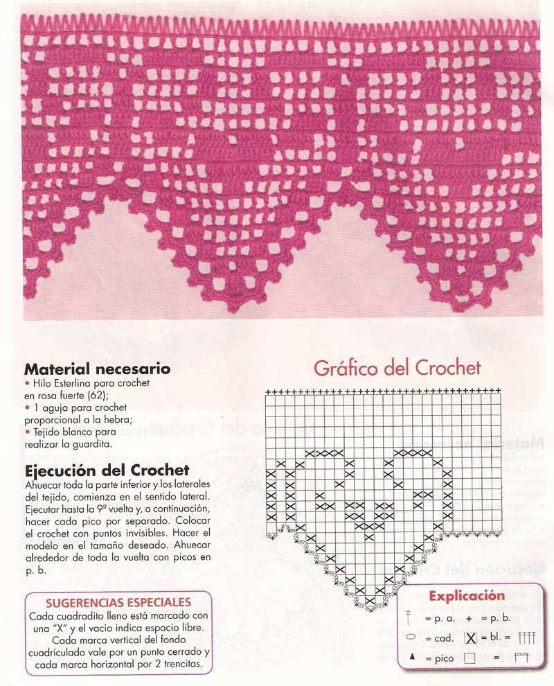 ideias de bicos de crochê com gráficos para imprimir
