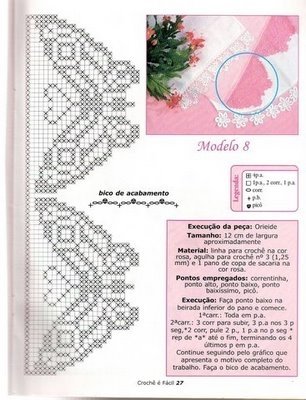 bicos de croche de borboleta com grafico