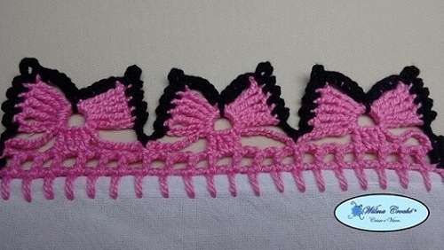 bicos de croche de borboleta com grafico