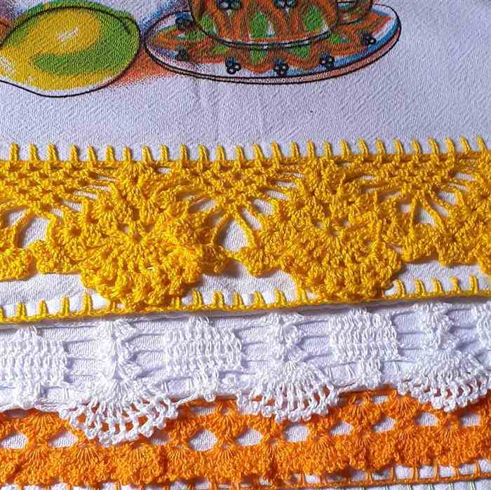 5 Modelos de Barrados de Crochê com 3 a 5 Carreiras para Panos de Prato