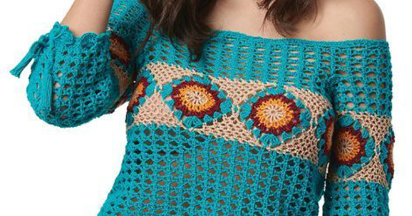 blusa de croche com grafico