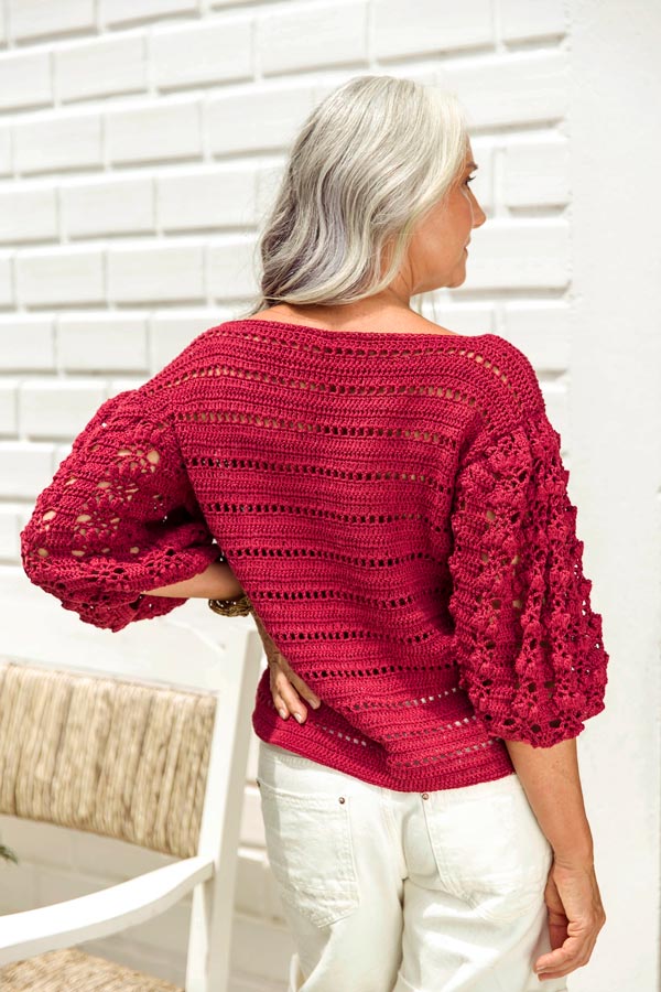 Receita Gratuita: Blusa de Crochê Marsala com Nó Frontal (Passo a Passo)