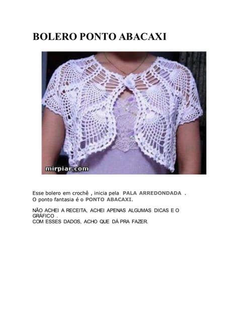 bolero de croche com grafico