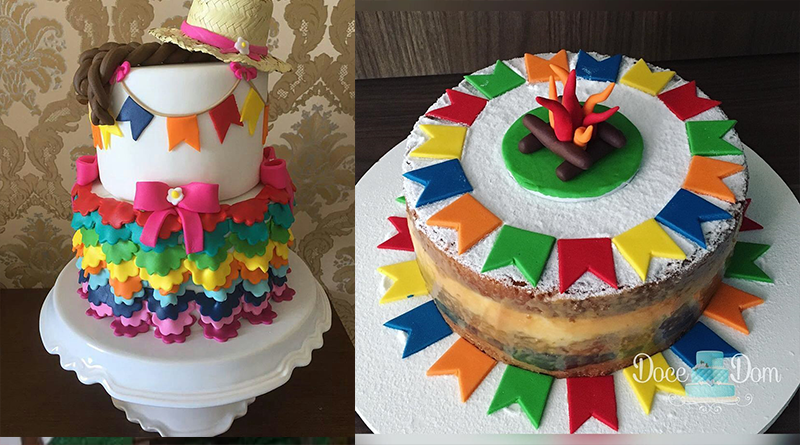 bolo de festa junina com tema específico (ex: São João, Arraial)