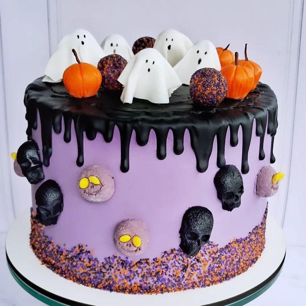 chantininho vs ganache decoração bolo halloween