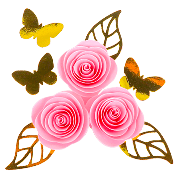 Bolo de aniversário rosa e dourado