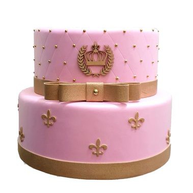 Bolo degradê rosa e dourado