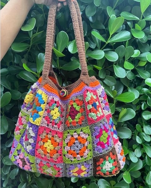 bolsa de crochê de barbante