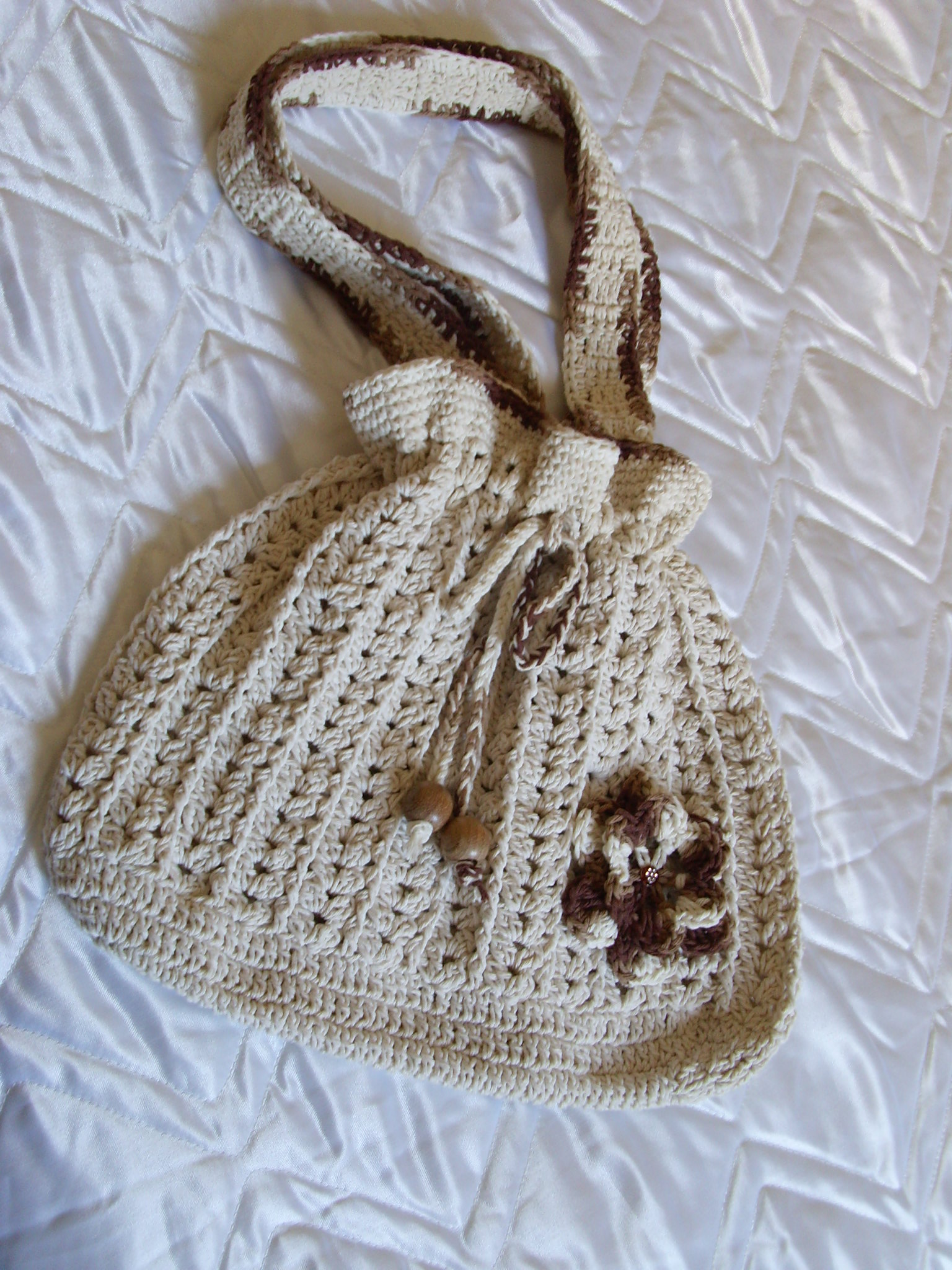 bolsa de crochê de barbante