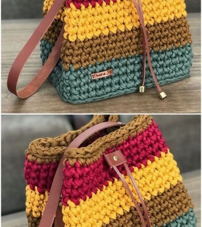 bolsa de crochê de barbante