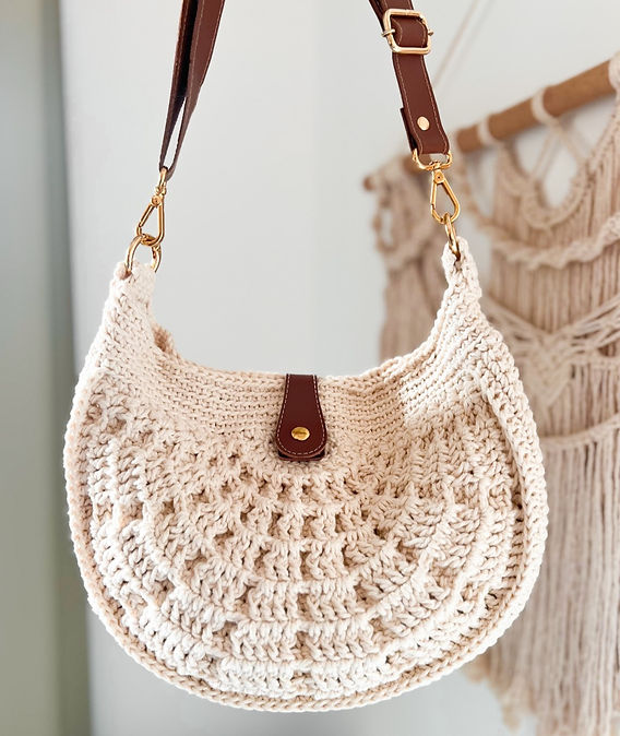 bolsa de crochê de barbante