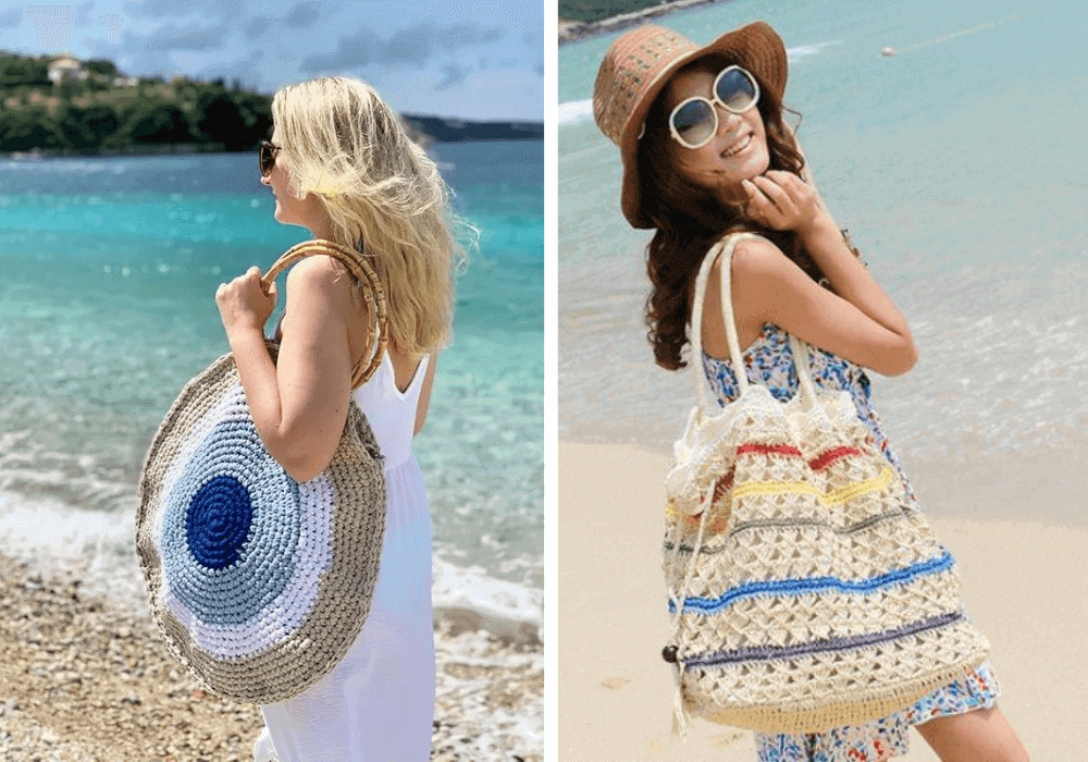 bolsa de croche para praia