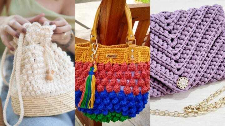 grafico bolsa croche clutch retangular fio nautico