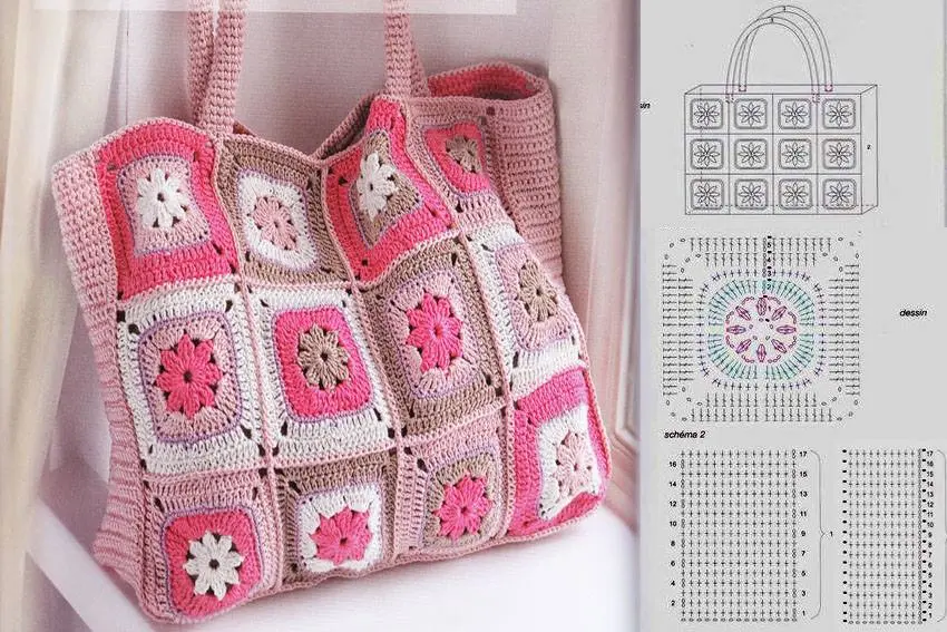 grafico bolsa croche clutch retangular fio nautico