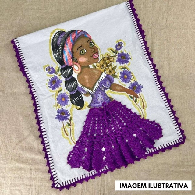 boneca de croche em pano de prato