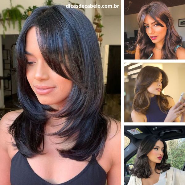cabelo com franja longa