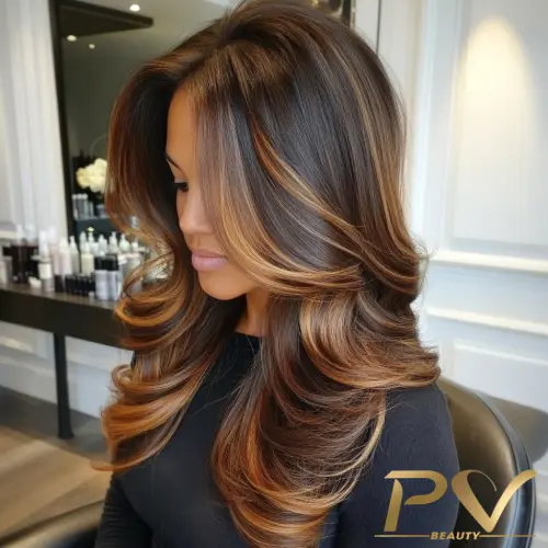 balayage em cabelo comprido morena