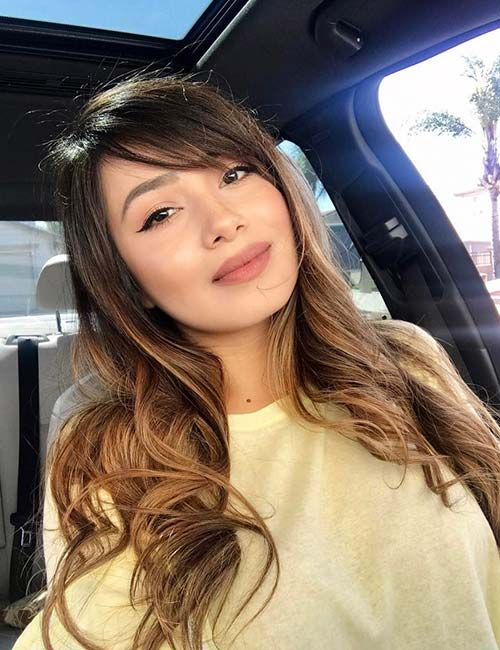cabelo médio com franja cortina