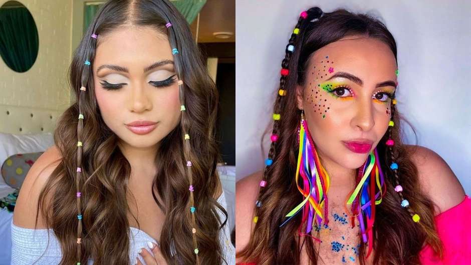 penteado carnaval com cor temporária