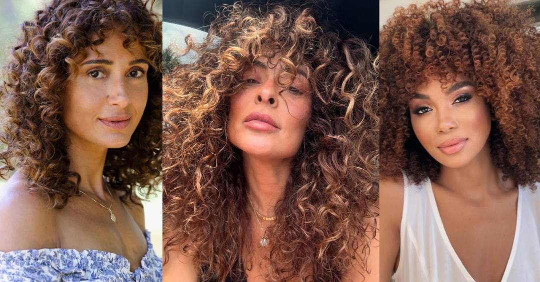 inspiração cabelo cacheado curto com luzes