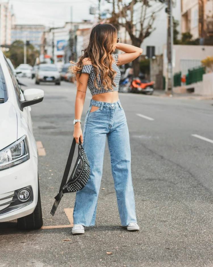 10 looks incríveis com calça jeans pantalona para o dia a dia