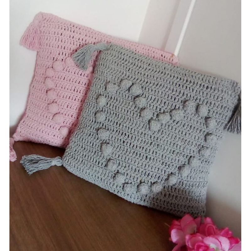 Capa de almofada de crochê quadrada